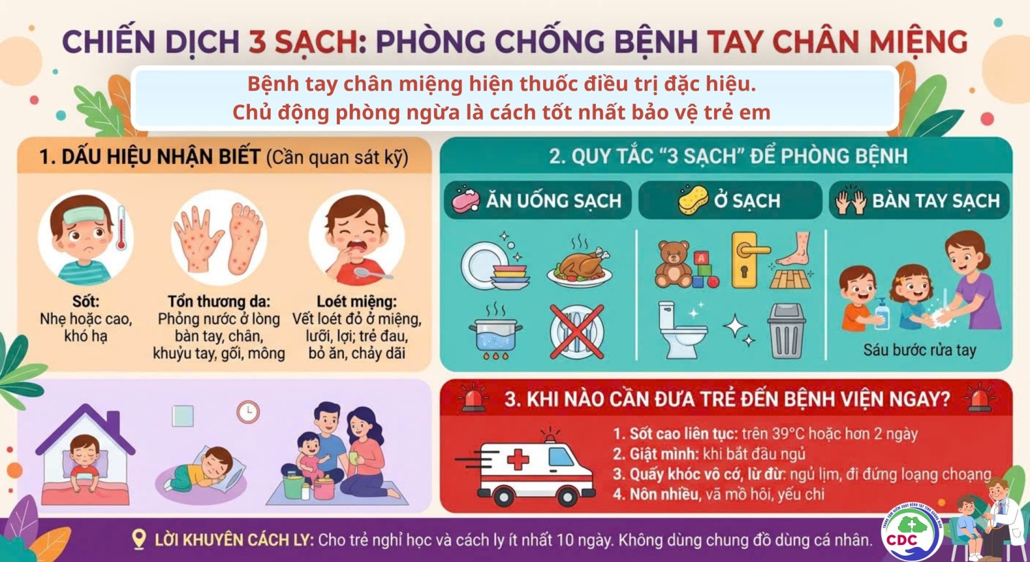CHIẾN DỊCH “3 SẠCH” – CHỦ ĐỘNG PHÒNG CHỐNG BỆNH TAY CHÂN MIỆNG